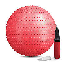 Фитбол массажный Hop-Sport 65 см красный + насос AG, код: 8188853
