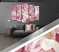 Модульна картина Poster-land у вітальню спальню Квіти Піони з метеликами Art-486_5 ( 80х118 ET, код: 6501980