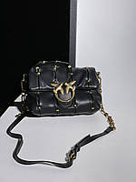 Pinko Black Quilted Leather Love Mini Puff Staples 21 х 15 х 8 см жіночі сумочки та клатчі висока якість