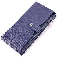 Вертикальный бумажник из натуральной кожи KARYA 21423 Синий VK, код: 8061464