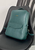 Кожаный женский городской рюкзак на молнии Cooper зеленый краст BlankNote z113-2024