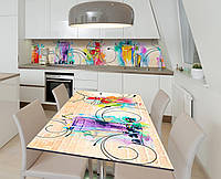 Наклейка 3Д виниловая на стол Zatarga «Радужный коктейль» 600х1200 мм для домов, квартир, сто ET, код: 6443493