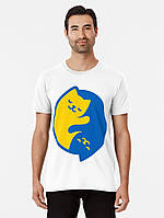 Футболка Арбуз с принтом Украинские коты Инь и Ян синий и желтый 1 L ET, код: 8129556