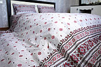 Набор постельного белья Brettani Евро Вышиванка Бязь Светло-серый 510-red-3 VK, код: 2721230