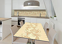 Наклейка 3Д виниловая на стол Zatarga «Перья жар-птицы» 650х1200 мм для домов, квартир, столо ET, код: 6440345