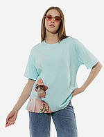 Женская футболка оверсайз L бирюзовый Yuki ЦБ-00219236 NX, код: 8420852