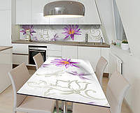 Наклейка 3Д виниловая на стол Zatarga «Пурпурный лотос» 650х1200 мм для домов, квартир, столо ET, код: 6440702