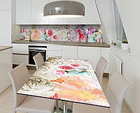 Наклейка 3Д виниловая на стол Zatarga «Пионовидные розы» 600х1200 мм для домов, квартир, стол ET, код: 6440716