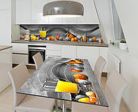 Наклейка 3Д виниловая на стол Zatarga «Апельсиновый фреш» 600х1200 мм для домов, квартир, сто ET, код: 6440836