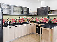 Наклейка виниловая кухонный фартук Zatarga Бабочки над цветами 650х2500 мм ET, код: 5570237