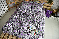 Комплект постельного белья Brettani Двойной Сиреневые сердца Бязь Сиреневый 682-2-violet-2 MY, код: 6590192