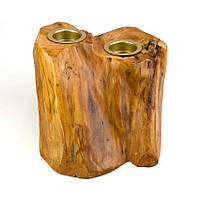 Подсвечник Liu деревянный настольный фигурный Ива В 2 свечи 24х18х13 см Натуральный (19011) GT, код: 7599107