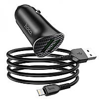 Автомобильное зарядное устройство Hoco Z39 Farsighted USB QC3.0 18 Вт 1 м Black KM, код: 8364292