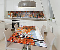 Наклейка 3Д виниловая на стол Zatarga «Осень в снегу» 600х1200 мм для домов, квартир, столов, NX, код: 6441537