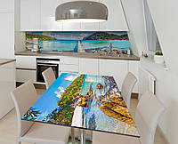 Наклейка 3Д виниловая на стол Zatarga «У райских берегов» 600х1200 мм для домов, квартир, сто ET, код: 6442439