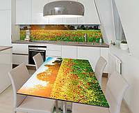 Наклейка 3Д виниловая на стол Zatarga «Маковое поле» 600х1200 мм для домов, квартир, столов, NX, код: 6442241