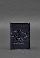 Кожаная обложка для паспорта с картой Украины синий Crazy Horse BlankNote AG, код: 8132082