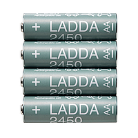 Набор аккумуляторных батареек IKEA LADDA зеленый 2450mAh 4 шт 505.046.92