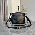 Містка шкіряна сумка на три відділення С02-ШК-843 Чорна, фото 4