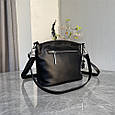Містка шкіряна сумка на три відділення С02-ШК-843 Чорна, фото 6