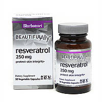 Ресвератрол 250 мг Bluebonnet Nutrition Beautiful Ally Resveratrol 250 мg 30 растительных кап GT, код: 1845308