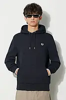 Urbanshop Бавовняна кофта Fred Perry чоловіча колір синій з капюшоном з аплікацією M2643.248 РОЗМІРИ ЗАПИТУЙТЕ