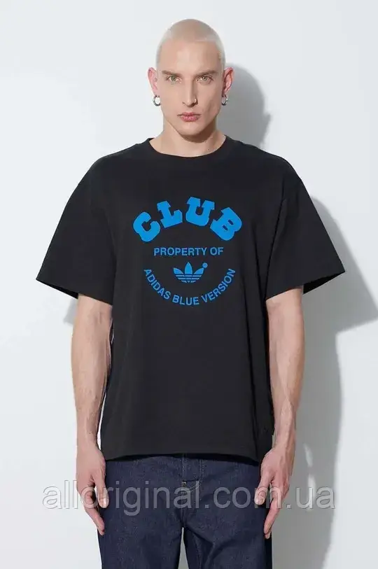 Urbanshop Бавовняна футболка adidas Originals Club Tee IA2458 колір чорний з принтом IA2458-black РОЗМІРИ