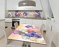 Наклейка 3Д виниловая на стол Zatarga «Ирисовое поле» 650х1200 мм для домов, квартир, столов, NB, код: 6444196
