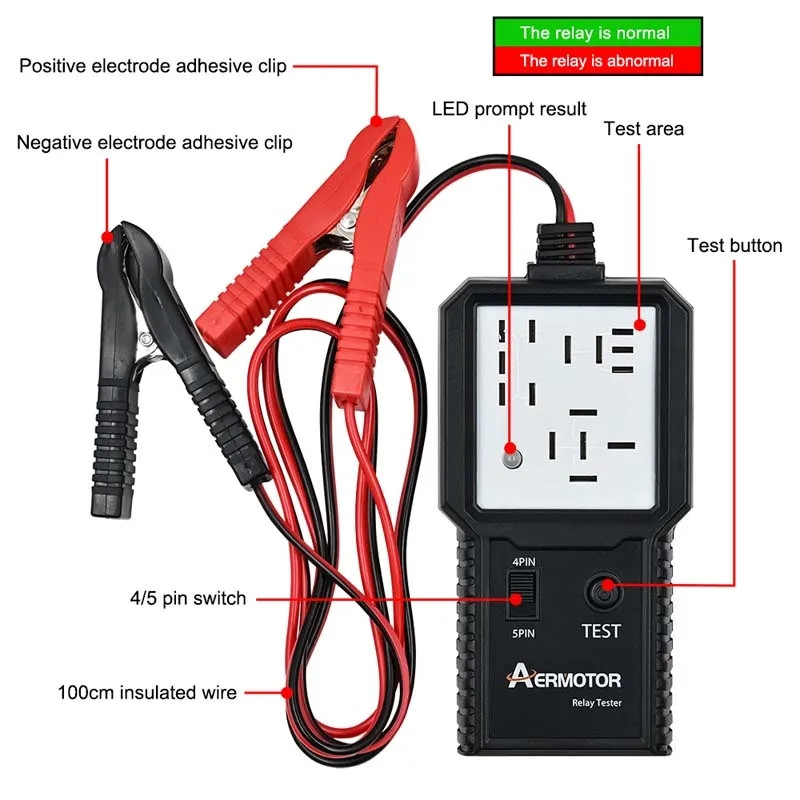 Aermotor 12/24 relay tester тестер прилад для перевірки та діагностики автомобільних реле 4pin і 5 pin