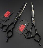 Набір перукарські ножиці для стрижки філування волосся KASHO розмір 6,0 дюймів Black