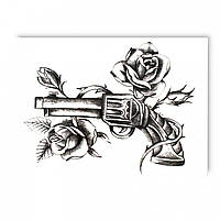 Временное тату Ne Tattoo Пистолет в розах TH-499 GT, код: 7678531