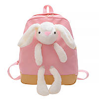 Детский рюкзак A-7757 Bunny на одно отделение с ремешком  Pink Средний