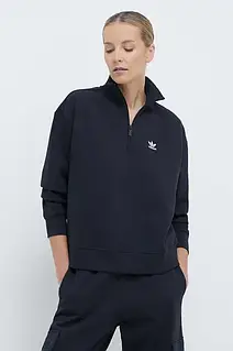 AllOriginal Кофта adidas Originals Essentials Halfzip Sweatshirt жіноча колір чорний однотонна IU2711 розмір: