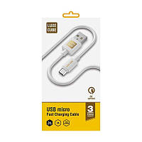 Кабель Luxe Cube USB-microUSB, 3А, 1м, белый (7775557575273) TH, код: 6713465