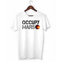 Футболка белая с патриотическим принтом Арбуз Occupy Mars Захваты Марс Push IT XL GG, код: 8067065