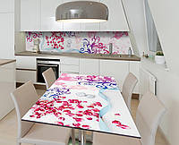 Наклейка 3Д виниловая на стол Zatarga «Лепестки и лёд» 650х1200 мм для домов, квартир, столов GG, код: 6441697