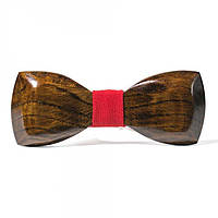 Дерев'яна Краватка Метелик Gofin Об'ємна Темна З Червоною тканиною Gbdh-8047 CS, код: 2340917