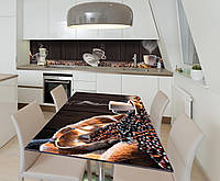 Наклейка 3Д виниловая на стол Zatarga «Пролитый кофе» 650х1200 мм для домов, квартир, столов, GG, код: 6442229