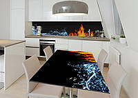 Наклейка 3Д виниловая на стол Zatarga «Лёд и пламя» 600х1200 мм для домов, квартир, столов, к GG, код: 6442317