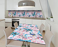 Наклейка 3Д виниловая на стол Zatarga «Бирюза и нежность розы» 650х1200 мм для домов, квартир GG, код: 6511980