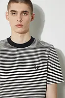 Urbanshop Бавовняна футболка Fred Perry Fine Stripe Heavy Weight Tee чоловіча колір бежевий візерунок