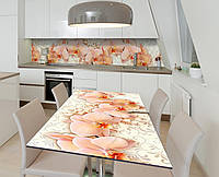 Наклейка 3Д виниловая на стол Zatarga «Персиковая орхидея» 600х1200 мм для домов, квартир, ст GG, код: 6443457
