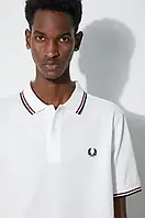 Urbanshop Бавовняне поло Fred Perry Twin Tipped Shirt колір білий з аплікацією M3600.T60 РОЗМІРИ ЗАПИТУЙТЕ