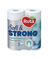 Паперові рушники Ruta Soft & Strong 2 рулони 3-шарові білі