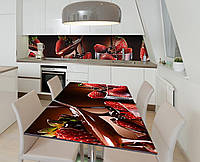 Наклейка 3Д виниловая на стол Zatarga «Клубника в шоколаде» 650х1200 мм для домов, квартир, с GG, код: 6444253
