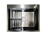 Кухонная мойка Romzha Arta Nova U-550 Max BL +корзина для посуды + дозатор