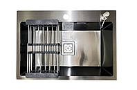 Кухонная мойка Arta Nova U-600 BL+ корзина для посуды + дозатор