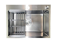 Кухонная мойка Arta Carbon U-550+ корзина для посуды + дозатор