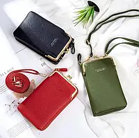 Жіноча сумочка для телефону через плече, клатч, гаманець сумка-портмоне ЗЕЛЕНА
