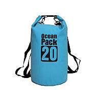 Водонепроникний рюкзак гермомішок із шлейкою на плече Ocean Pack 20 л Blue (55358215391) FE, код: 1925535